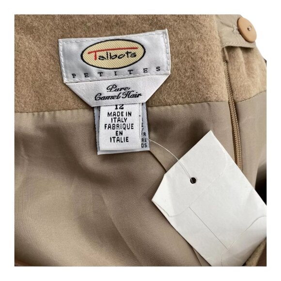 VTG. Talbots 12p Camel Hair A-Line Maxi Skirt Leather Trim 90s Brown - Picture 5 of 7